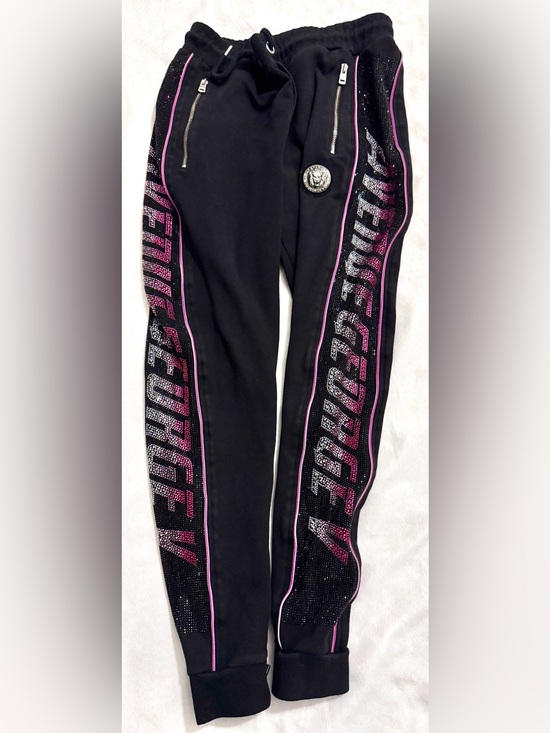 Avenue George V Paris Other - Avenue George V Paris Pink & Silver Rhinestone Jogger Sweatpants Bling Size L